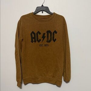 AC/DC Tan Acid Wash Crewneck Sweater Unisex